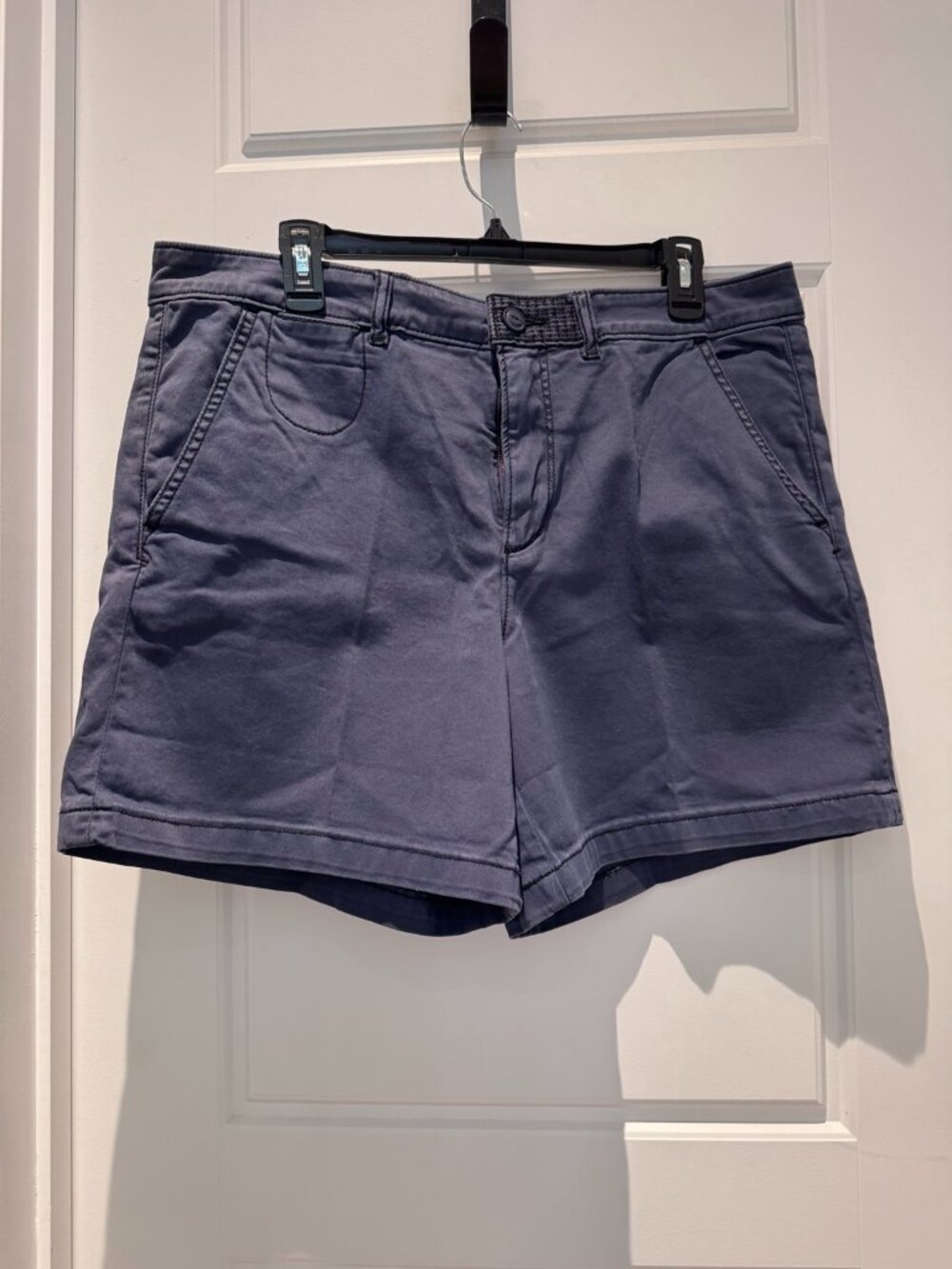 Anthropologie CHINO Relaxed Shorts Navy Blue Cotton Stretch Size 32